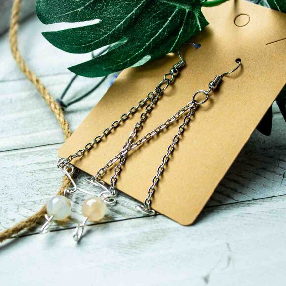 Triangle Chain Dangle Earrings with Stainless Steel Chain - Picture 12 of 13